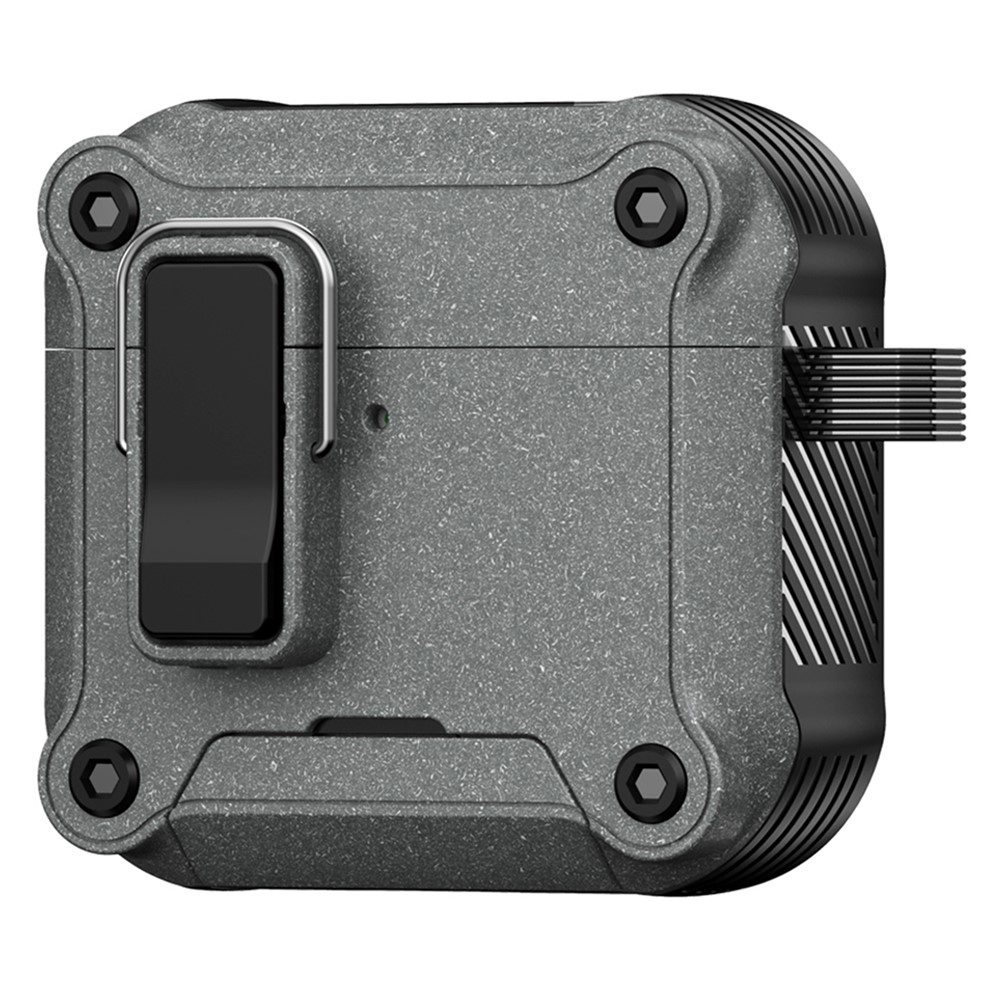 For AirPods 5 / 4 Earphone Case with Lock Phone Stand Magnetic Automatic Lock Cover - Grey