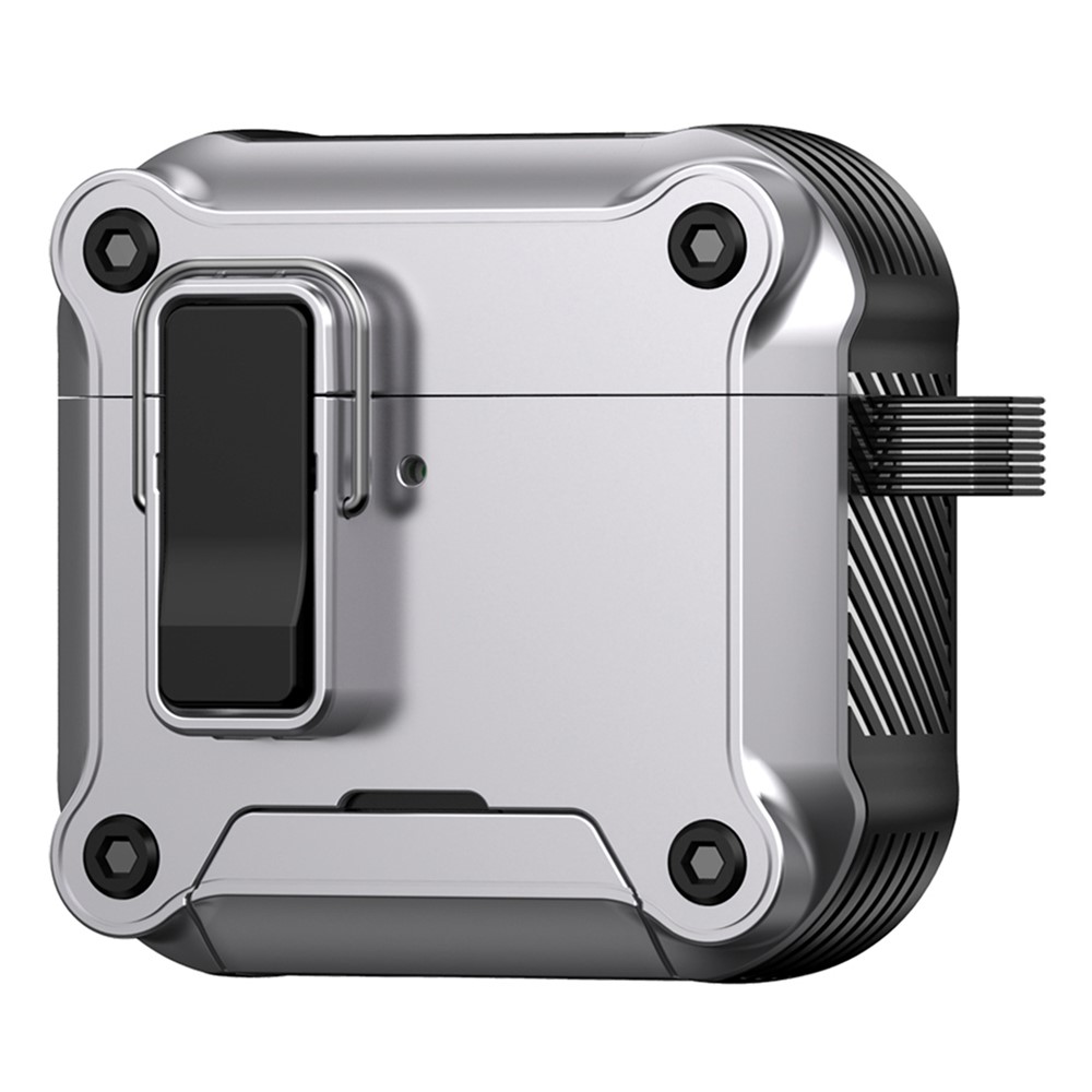 For AirPods 5 / 4 Earphone Case with Lock Phone Stand Magnetic Automatic Lock Cover - Silver