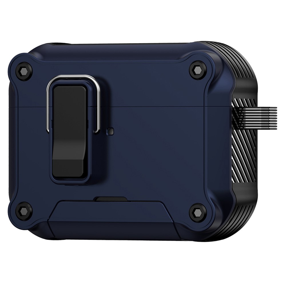 For AirPods Pro Earphone Case with Lock Phone Stand Magnetic Automatic Lock Cover - Dark Blue