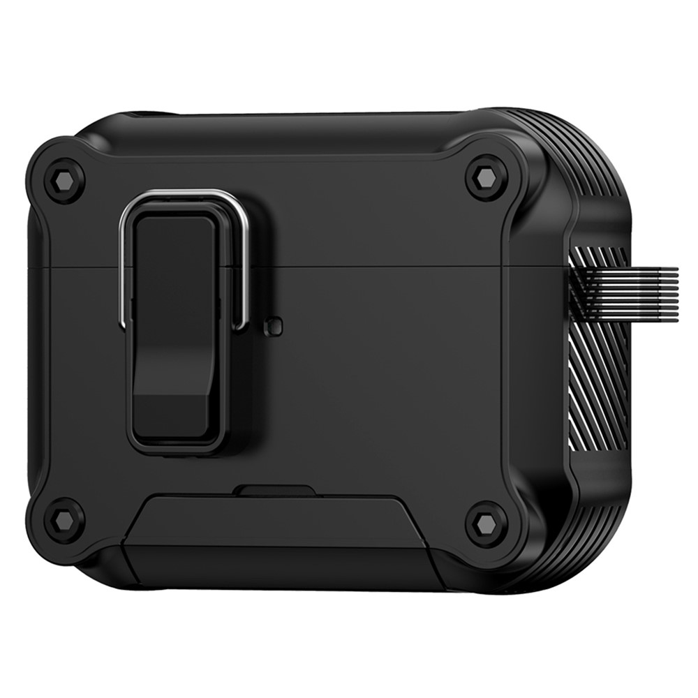 For AirPods Pro Earphone Case with Lock Phone Stand Magnetic Automatic Lock Cover - Black