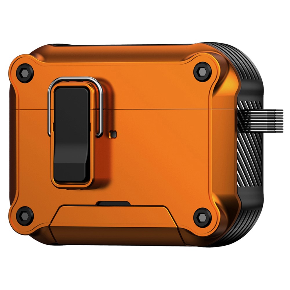 For AirPods Pro Earphone Case with Lock Phone Stand Magnetic Automatic Lock Cover - Orange