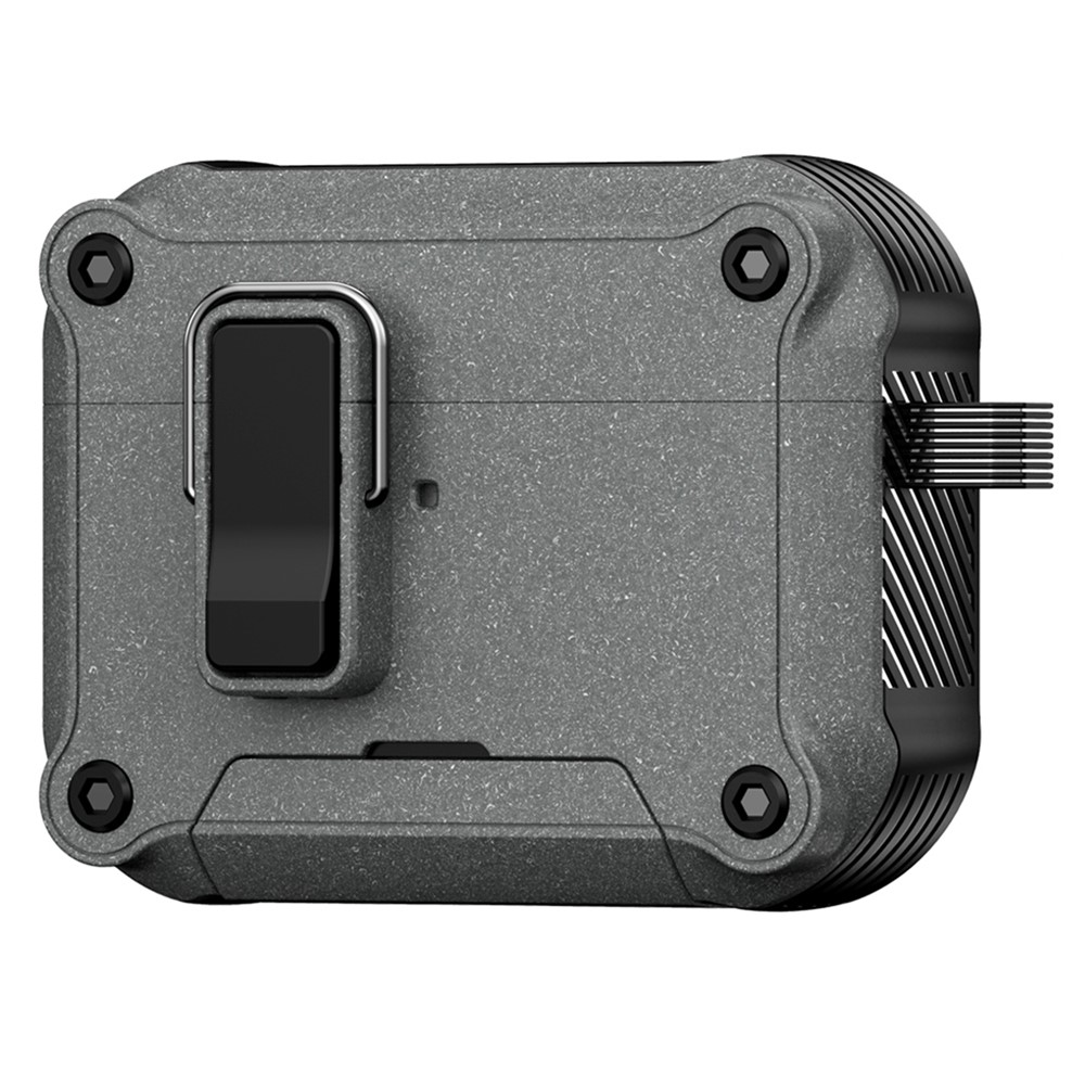 For AirPods Pro Earphone Case with Lock Phone Stand Magnetic Automatic Lock Cover - Grey