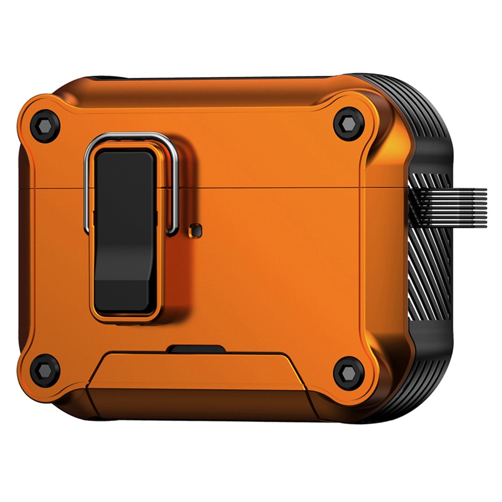 For AirPods Pro 2 Earphone Case with Lock Phone Stand Magnetic Automatic Lock Cover - Orange