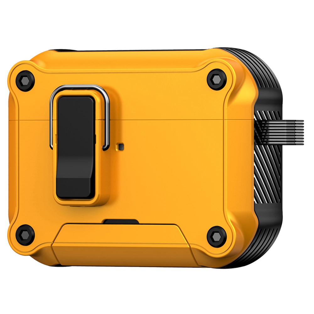 For AirPods Pro 2 Earphone Case with Lock Phone Stand Magnetic Automatic Lock Cover - Yellow