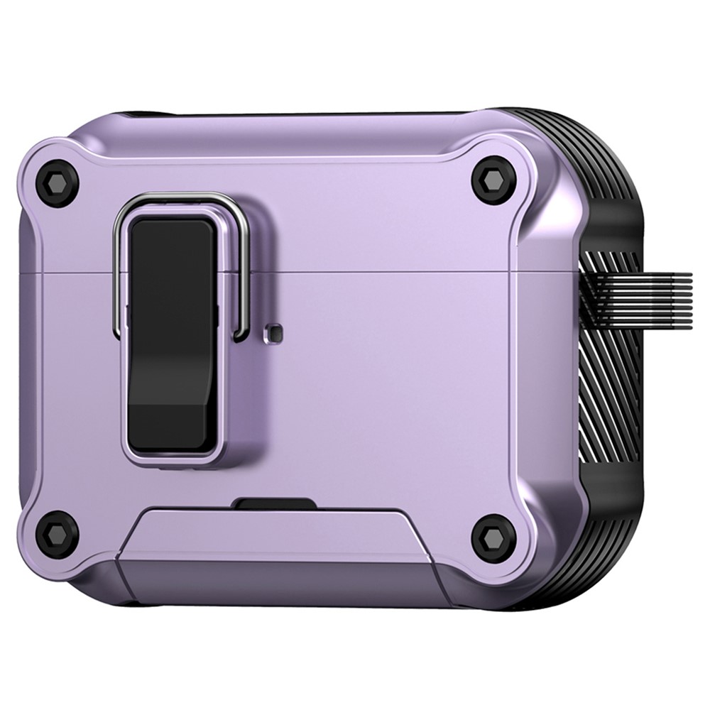 For AirPods Pro 2 Earphone Case with Lock Phone Stand Magnetic Automatic Lock Cover - Purple
