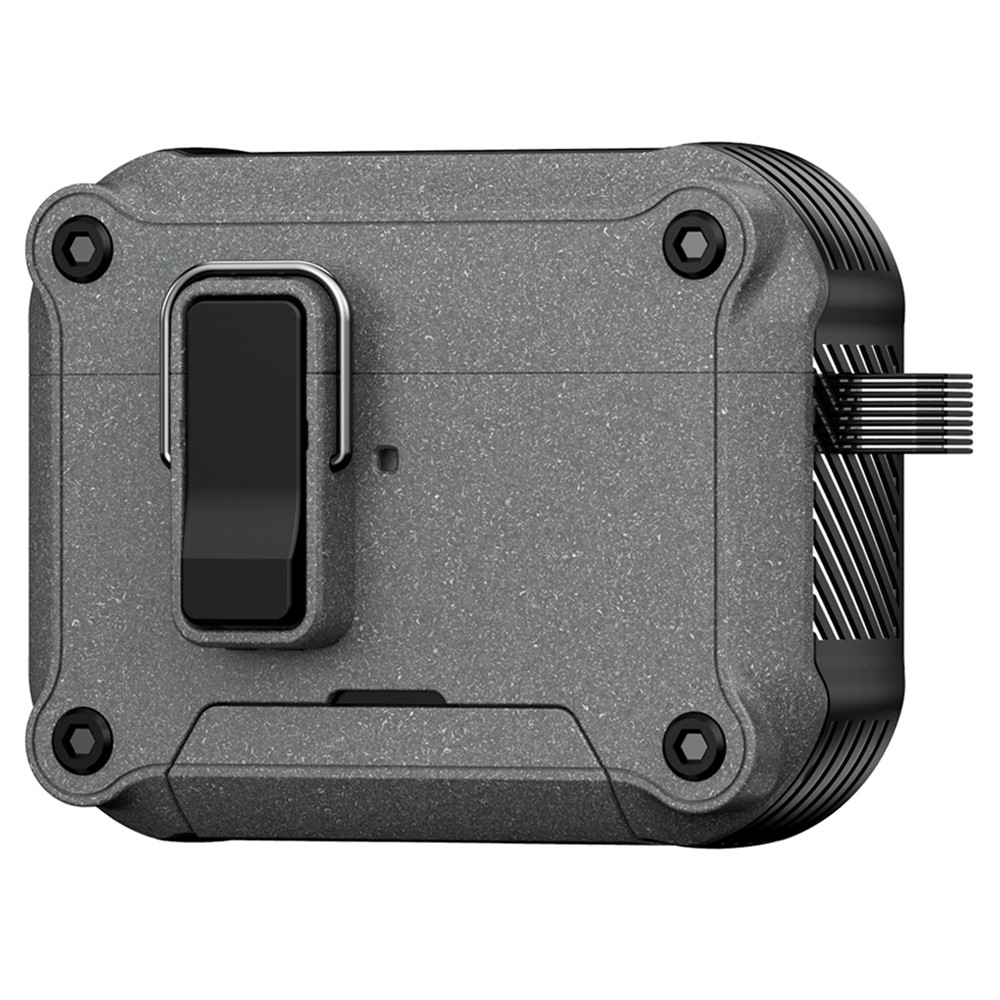 For AirPods Pro 2 Earphone Case with Lock Phone Stand Magnetic Automatic Lock Cover - Grey