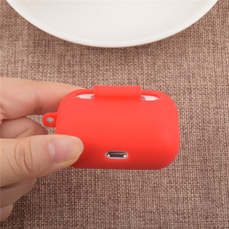 Couverture de Boîtier D'écouteur de Peau de Silicone Complète Résistante Aux Rayures Avec Carabiner Pour Apple AirPods 3 - Rose Profond-3