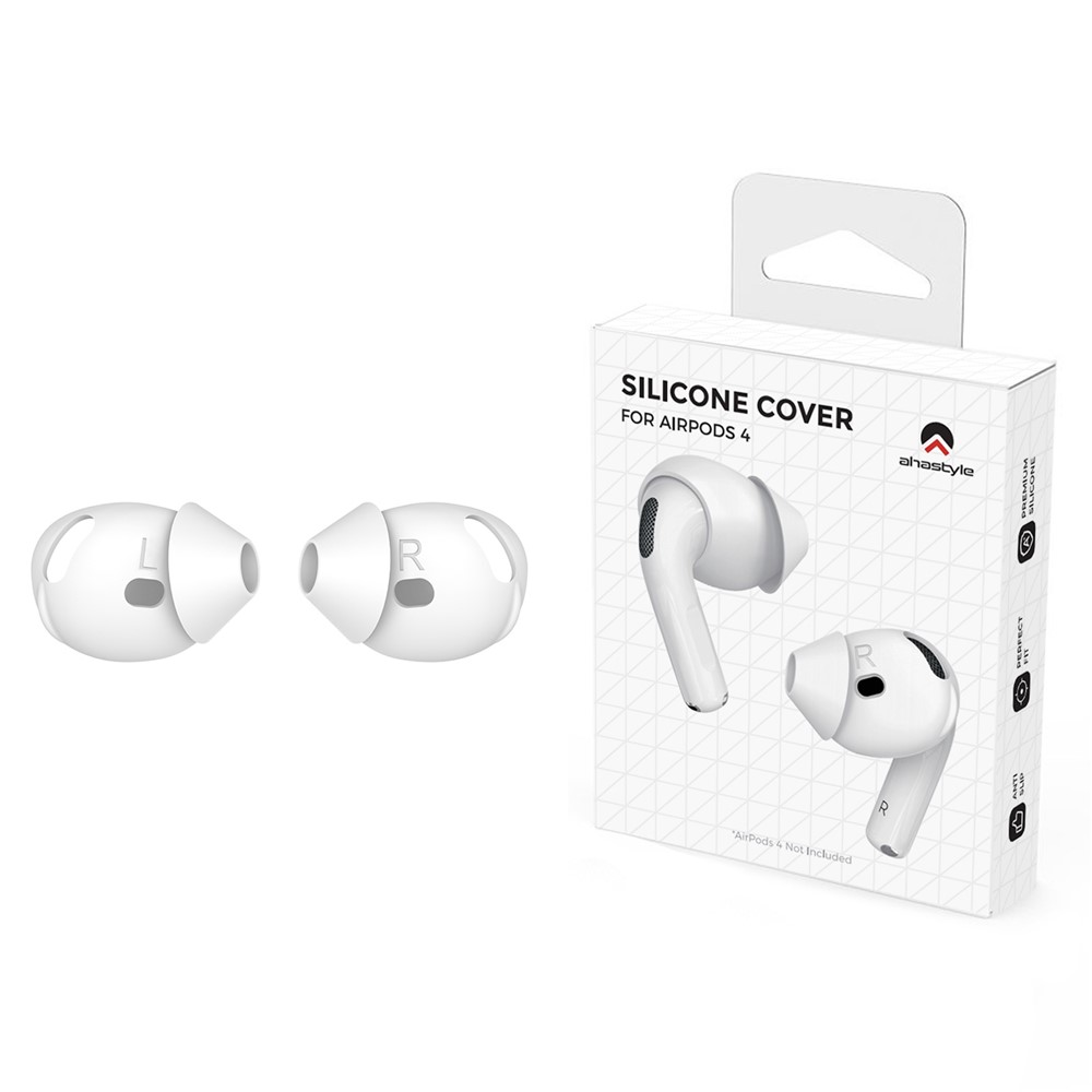 AHASTYLE PT66-4 1 Pair For AirPods 5 / 4 Silicone Ear Tips Anti-slip Noise Isolation Ear Covers - White