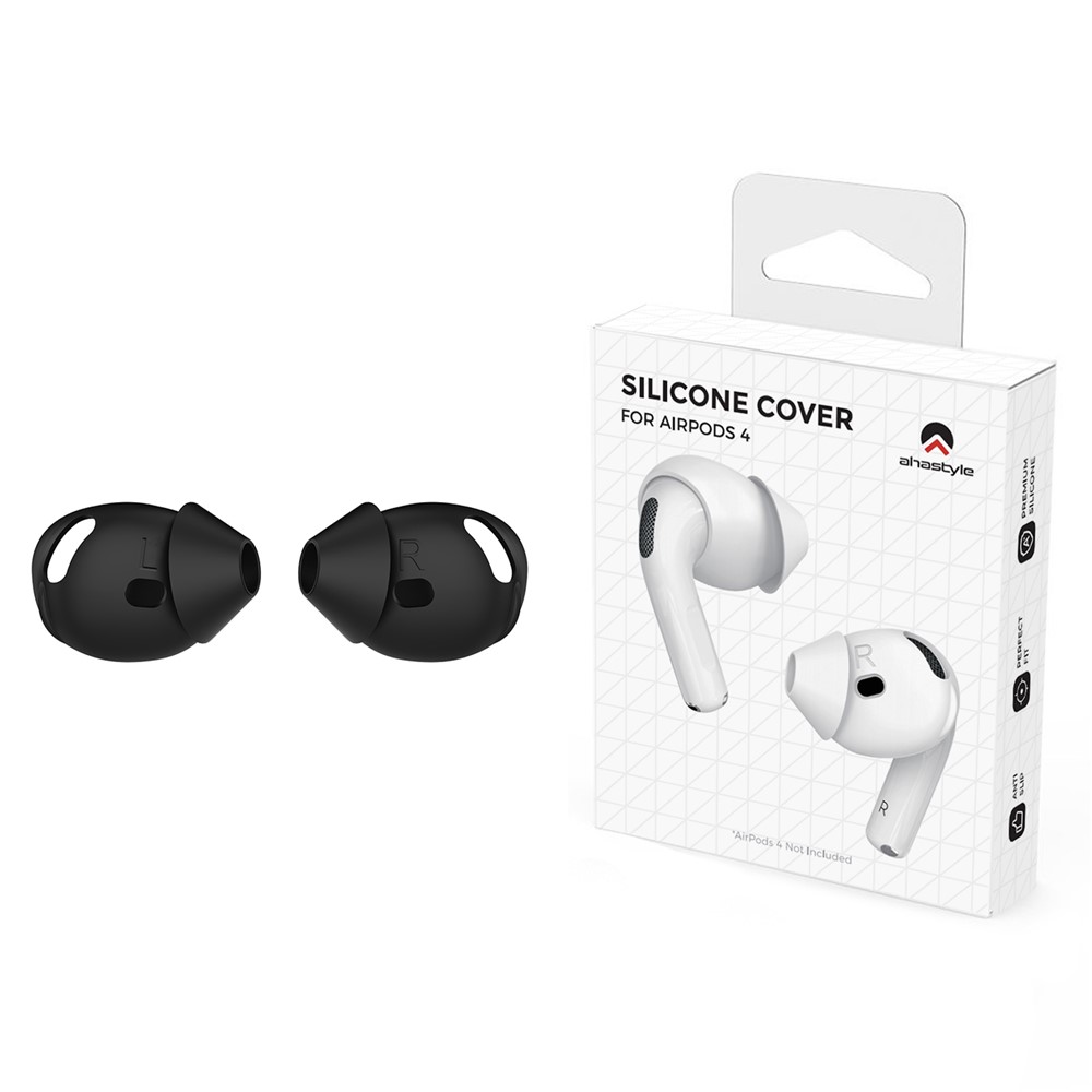 AHASTYLE PT66-4 1 Pair For AirPods 5 / 4 Silicone Ear Tips Anti-slip Noise Isolation Ear Covers - Black