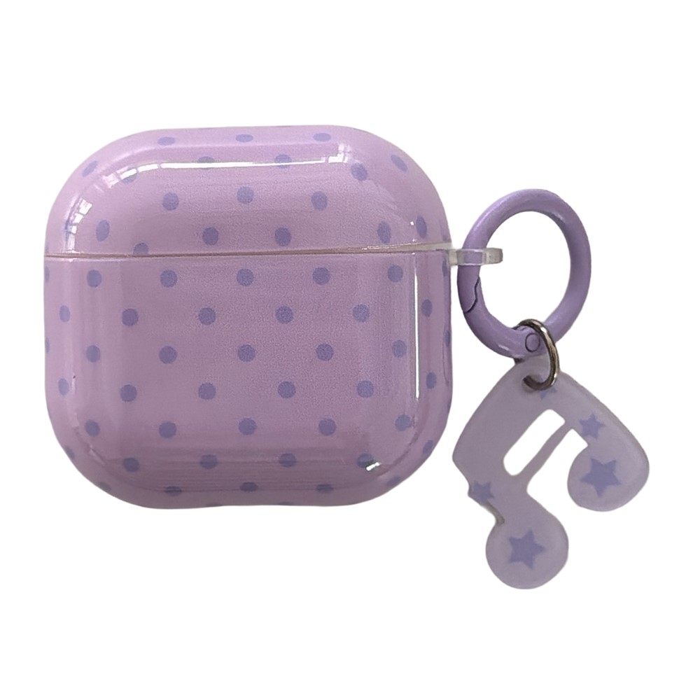 For AirPods 4 Polka Dot Case with Music Note Star Keychain Charm & Hook IMD+TPU Protective Cover