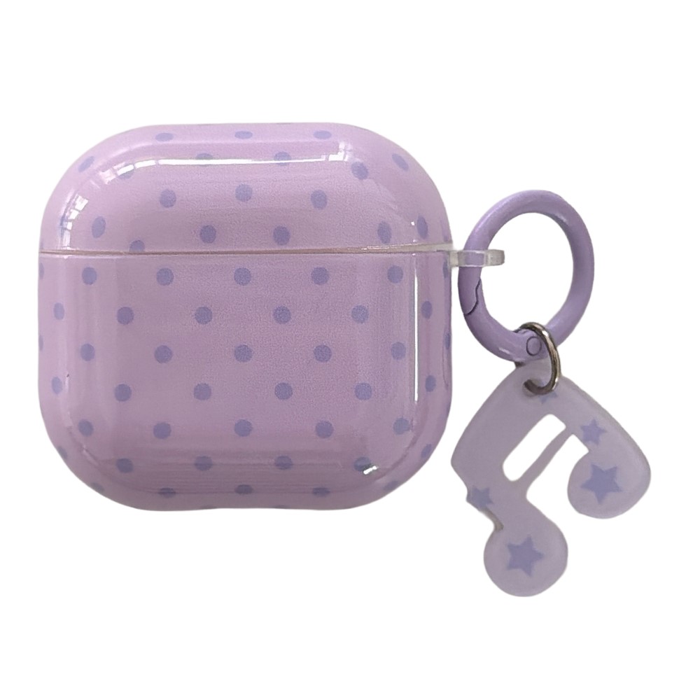 For AirPods 3 Polka Dot Case with Music Note Star Keychain Charm & Hook IMD+TPU Protective Cover