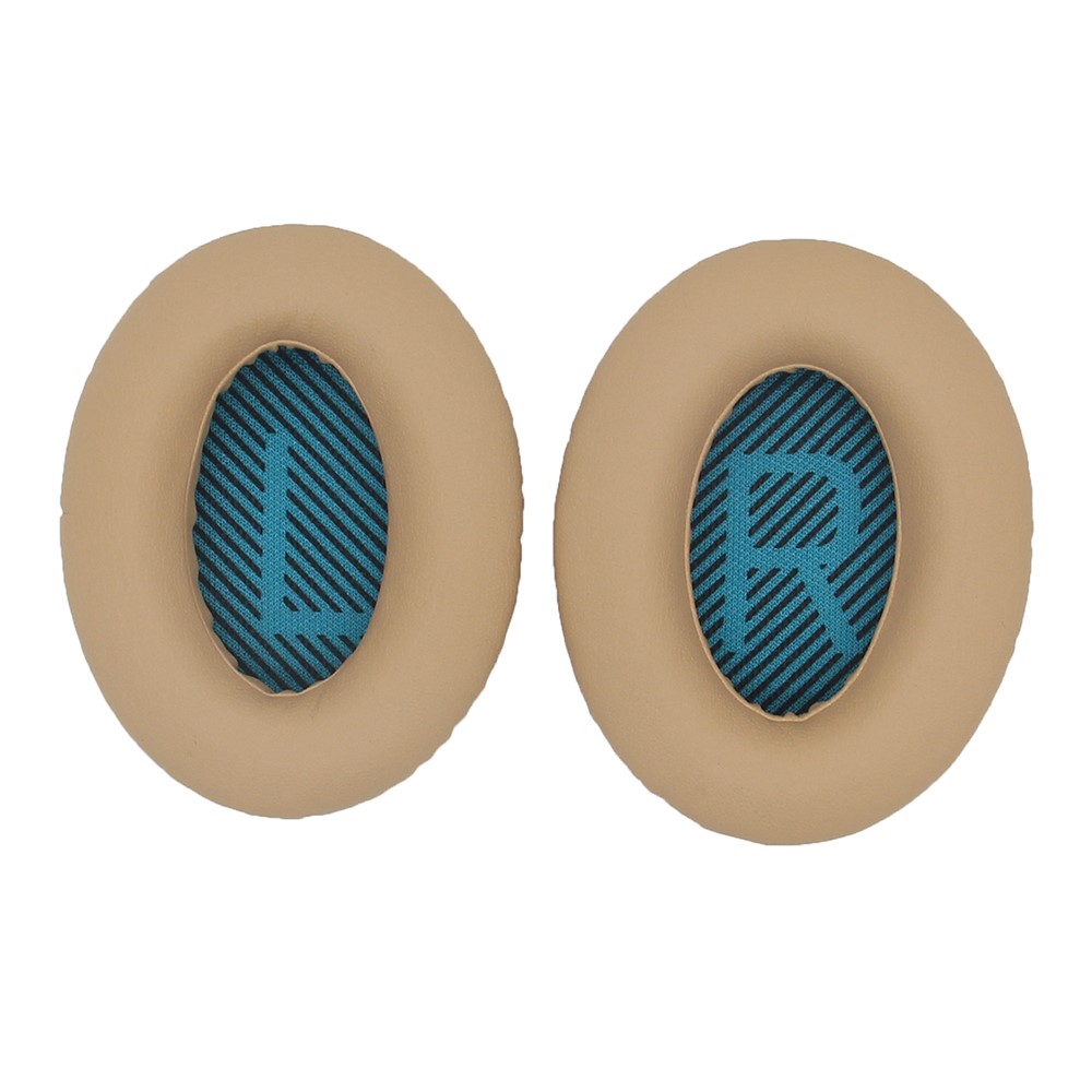1 Pair JZF-367 Replacement Protein Leather Headphones Ear Pads Ear Cushion for Bose QC2 QC15 AE2 QC25 - Beige/Blue-1