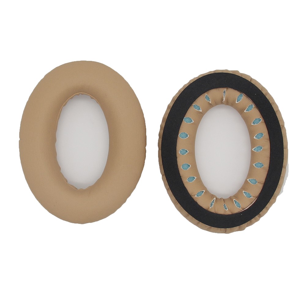 1 Pair JZF-367 Replacement Protein Leather Headphones Ear Pads Ear Cushion for Bose QC2 QC15 AE2 QC25 - Beige/Blue-2