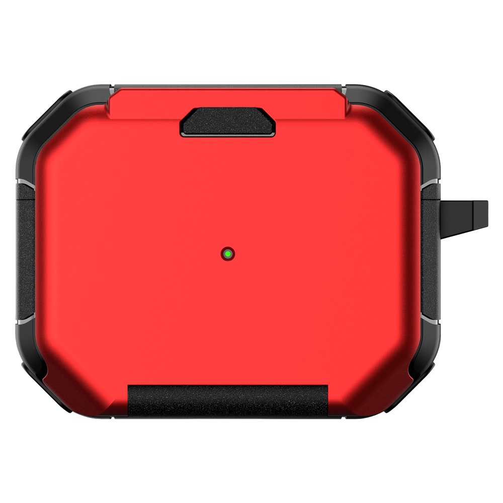 For AirPods Pro 2 Magnetic Case Phone Stand TPU + PC Earphone Protective Cover with Carabiner - Red