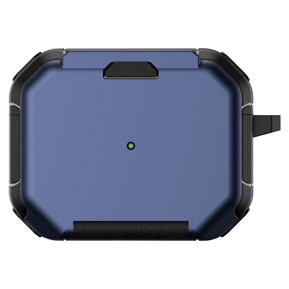 For AirPods Pro 2 Magnetic Case Phone Stand TPU + PC Earphone Protective Cover with Carabiner - Dark Blue
