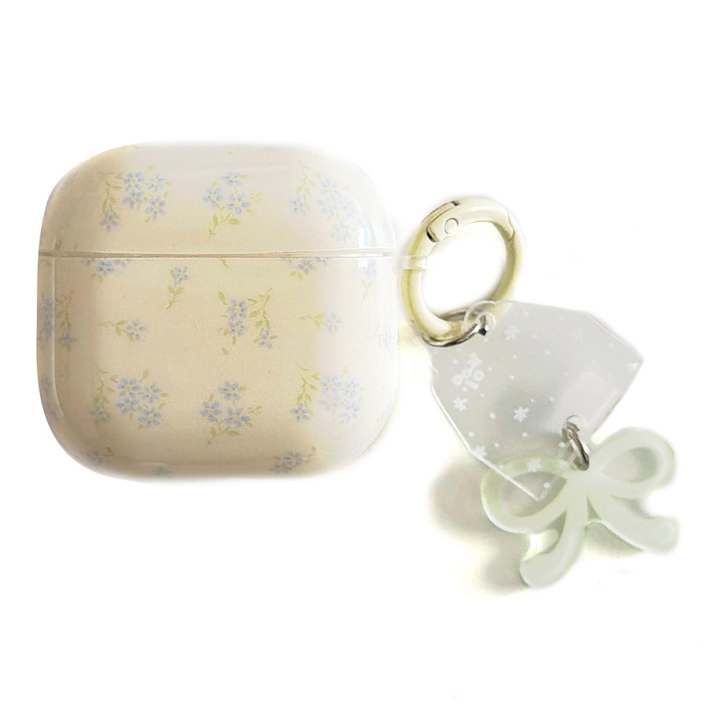 Tiny Floral Case for AirPods Pro  /  Pro 2 TPU Protective Cover with Bow Charm & Buckle Clip