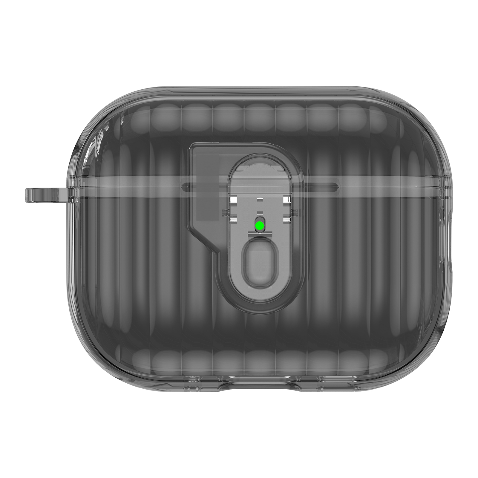 For AirPods Pro 2 TPU Case Shell Anti-Slip Textured One-Click Switch Earphone Protective Cover - Transparent Black