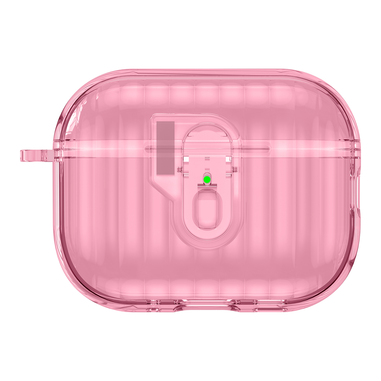 For AirPods Pro TPU Case Shell Anti-Slip Textured One-Click Switch Earphone Protective Cover - Transparent Pink