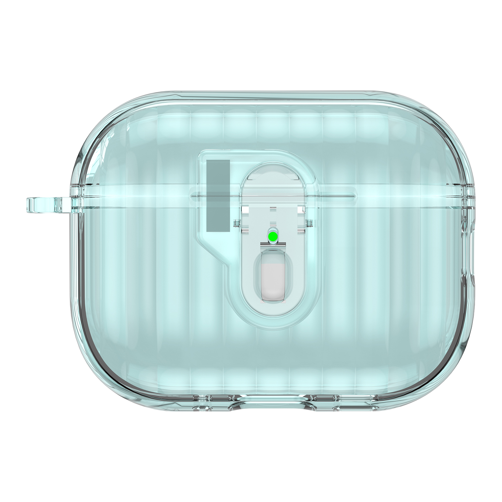 For AirPods Pro TPU Case Shell Anti-Slip Textured One-Click Switch Earphone Protective Cover - Transparent Blue