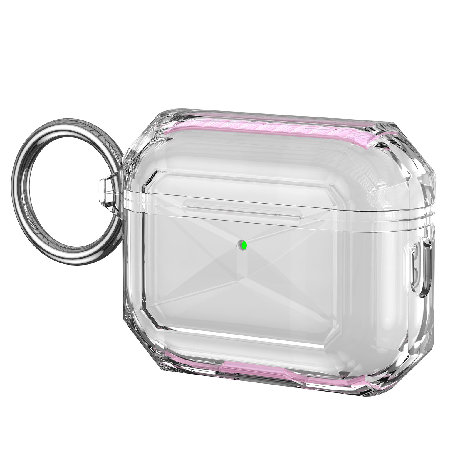 For AirPods Pro 2 TPU Case Transparent Earbud Protective Cover with Carabiner - Rose