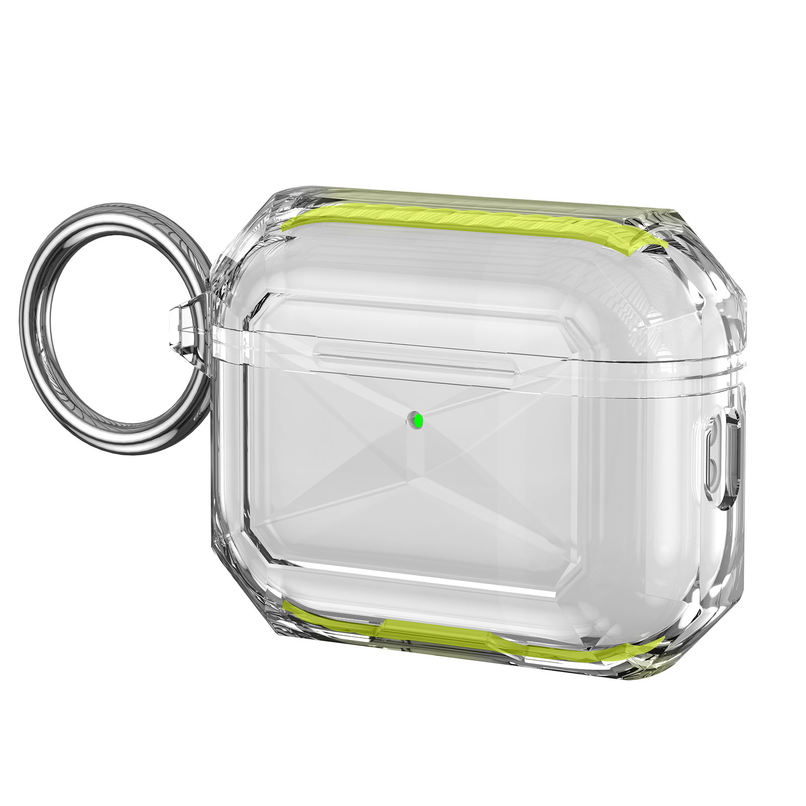 For AirPods Pro 2 TPU Case Transparent Earbud Protective Cover with Carabiner - Yellow