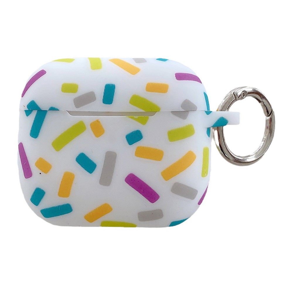 For AirPods 5 / 4 Silicone Case Rainbow Stripes Soft Protective Cover with Ring Buckle