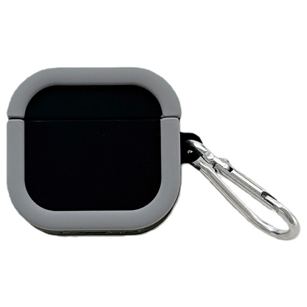 Silicone Case for Apple AirPods Pro 2 Charging Case Macaron Color Blocking Protective Cover with Metal Carabiner - Black+Grey