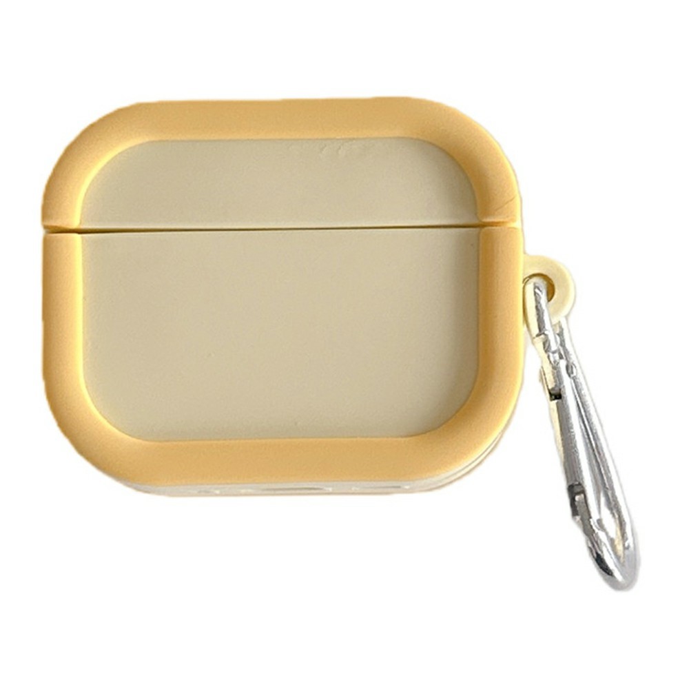 Silicone Case for Apple AirPods Pro 2 Charging Case Macaron Color Blocking Protective Cover with Metal Carabiner - Yellow