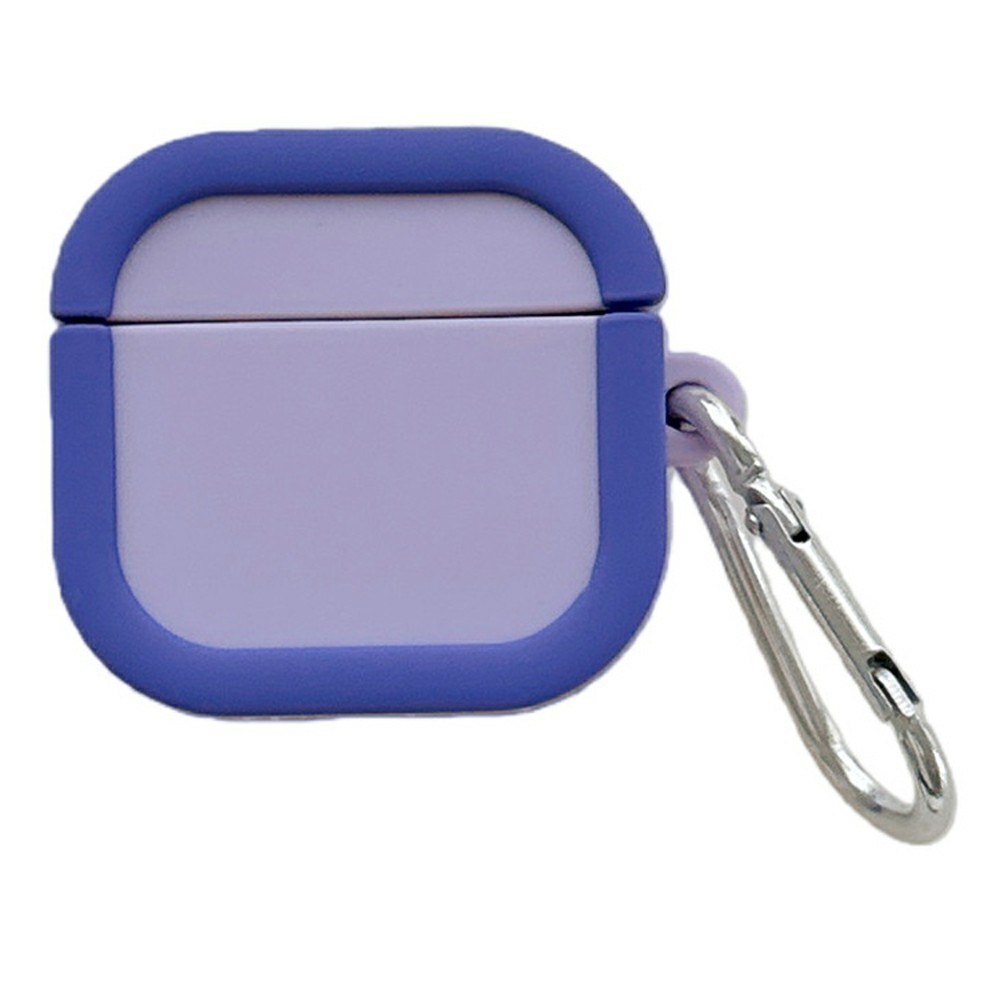 Silicone Case for Apple AirPods Pro 2 Charging Case Macaron Color Blocking Protective Cover with Metal Carabiner - Blue