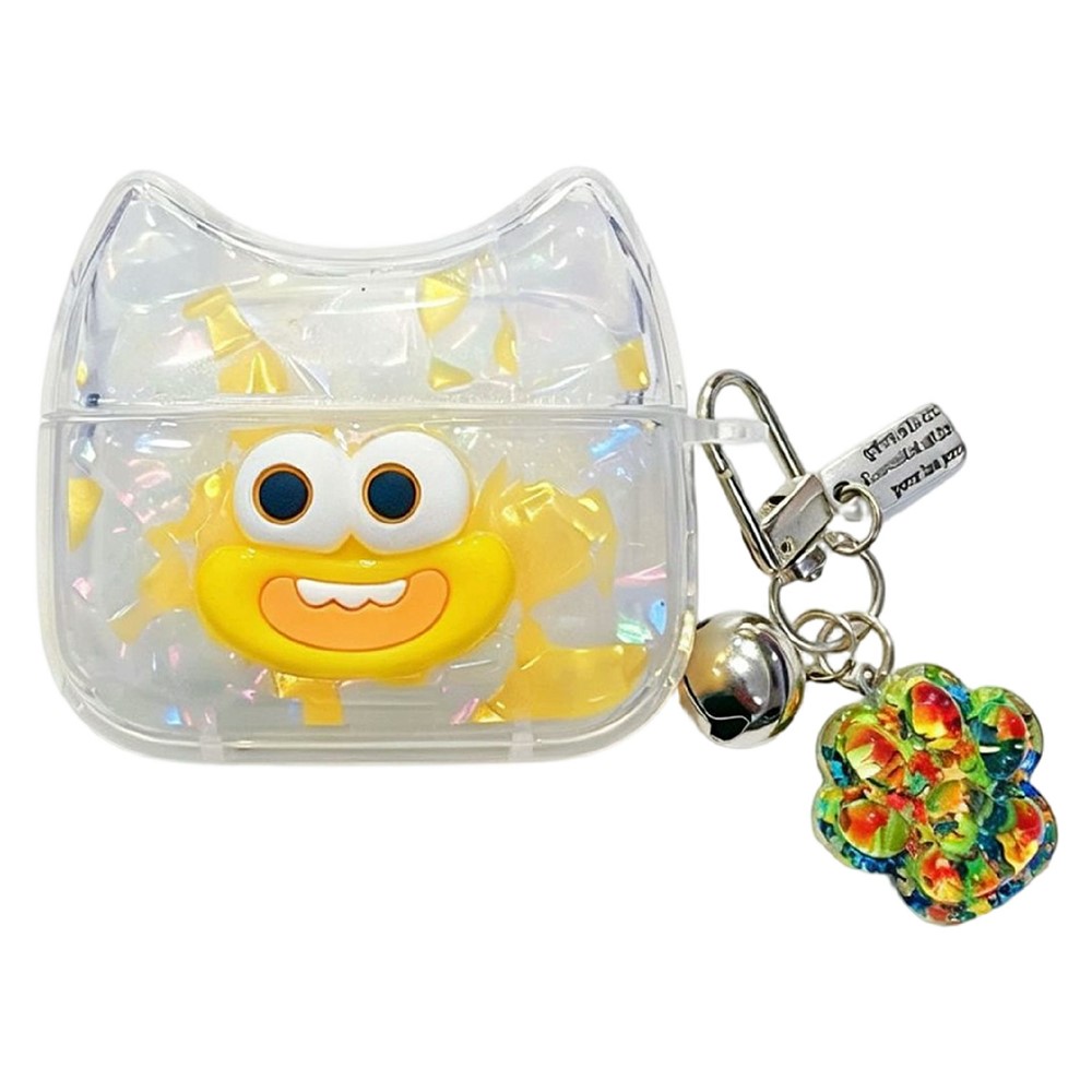 TPU Case for Apple AirPods with Wireless Charging Case (2019) / AirPods with Charging Case (2019) / (2016) Smile Face TPU Earphone Cover with Pendant - Yellow