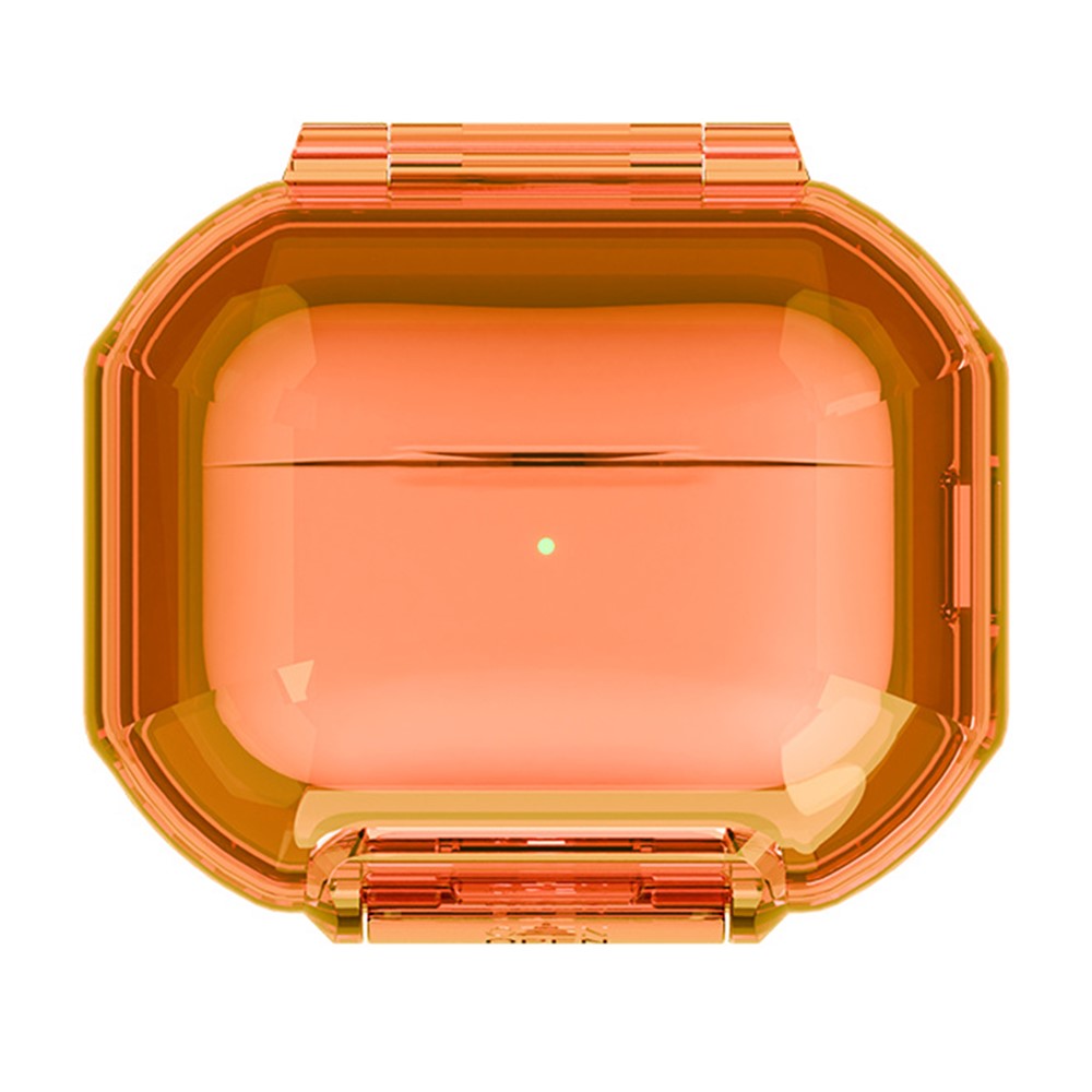 Protective Case for AirPods Pro 3 / Pro 2 / Pro / AirPods 5 / 4 / 3 , Hard PC Magnetic Waterproof Shockproof Cover - Transparent Orange