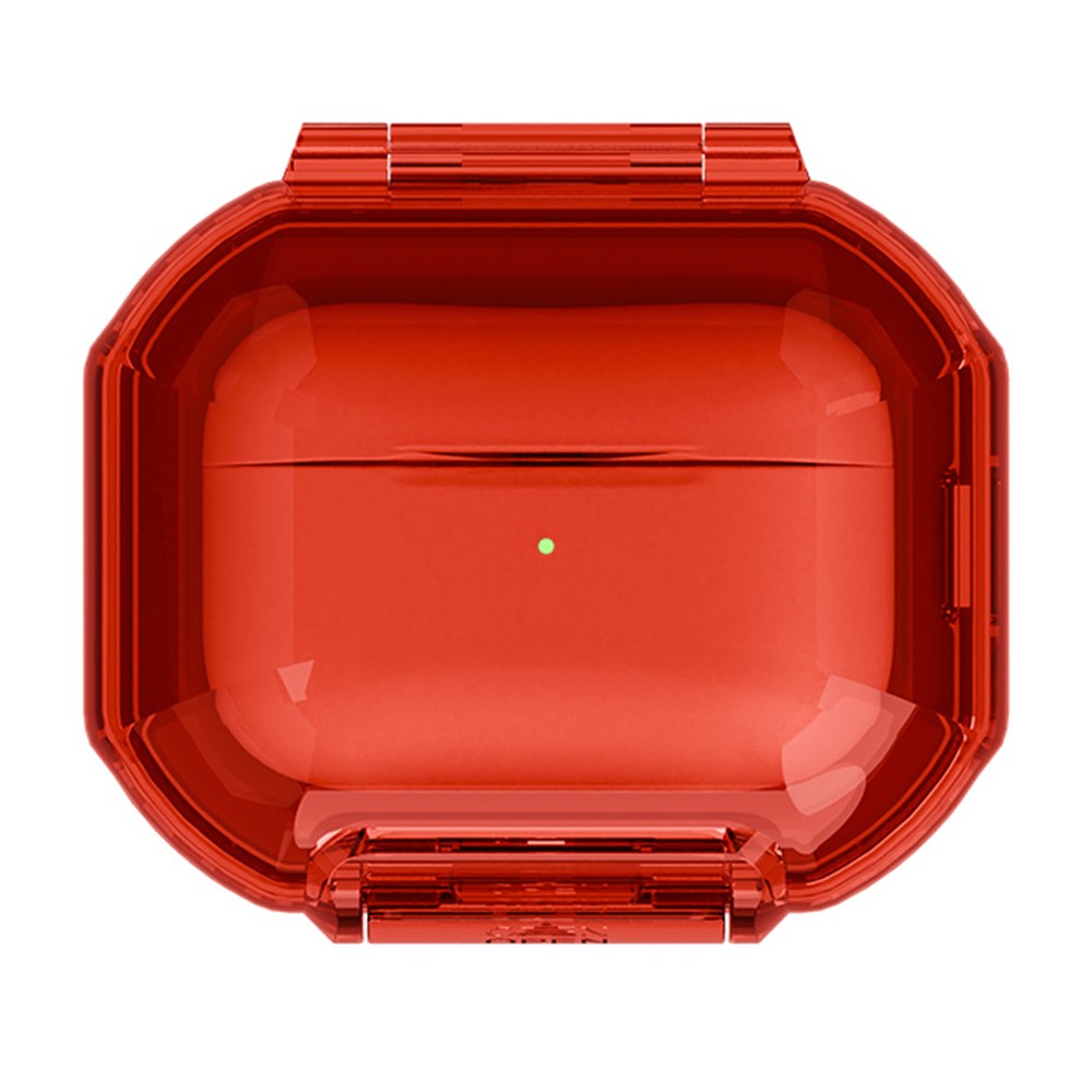 Protective Case for AirPods Pro 3 / Pro 2 / Pro / AirPods 5 / 4 / 3 , Hard PC Magnetic Waterproof Shockproof Cover - Transparent Red