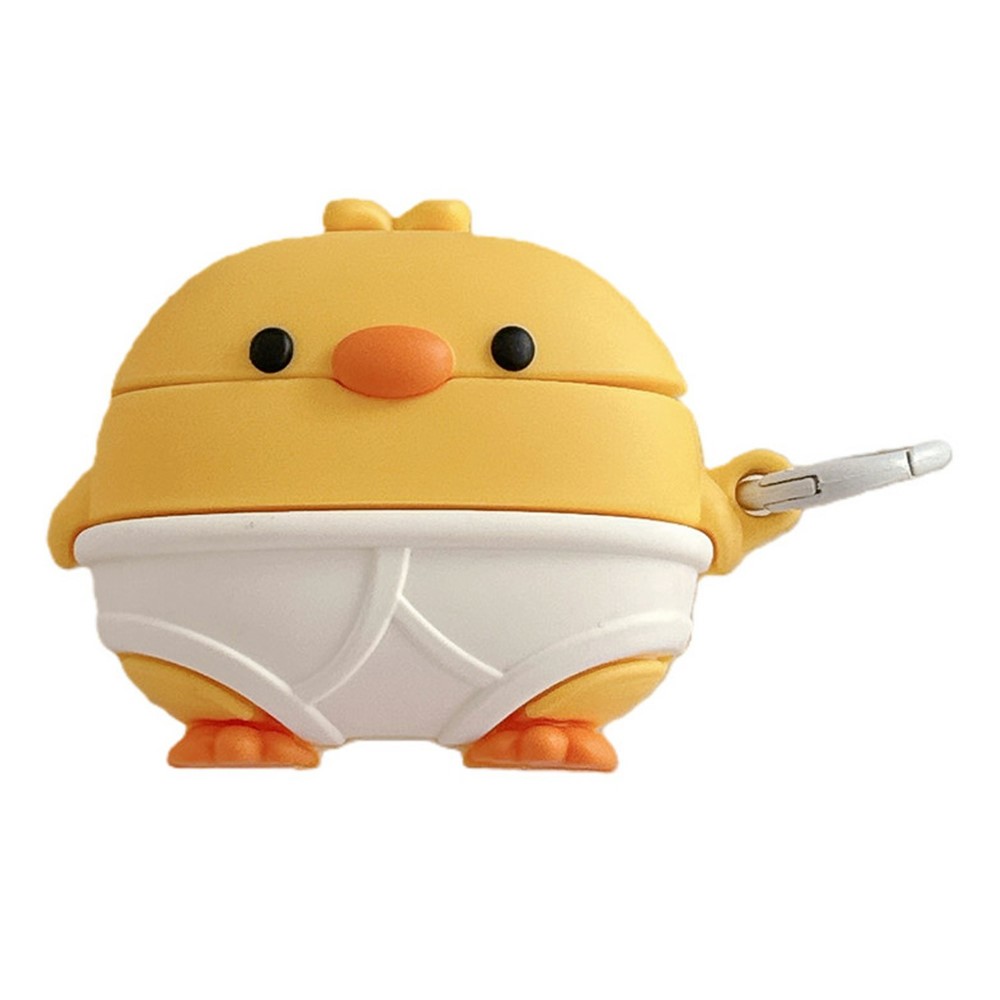 For AirPods 5 / 4 Case Cute Little Yellow Chicken Design Silicone Protective Cover with Hanging Buckle