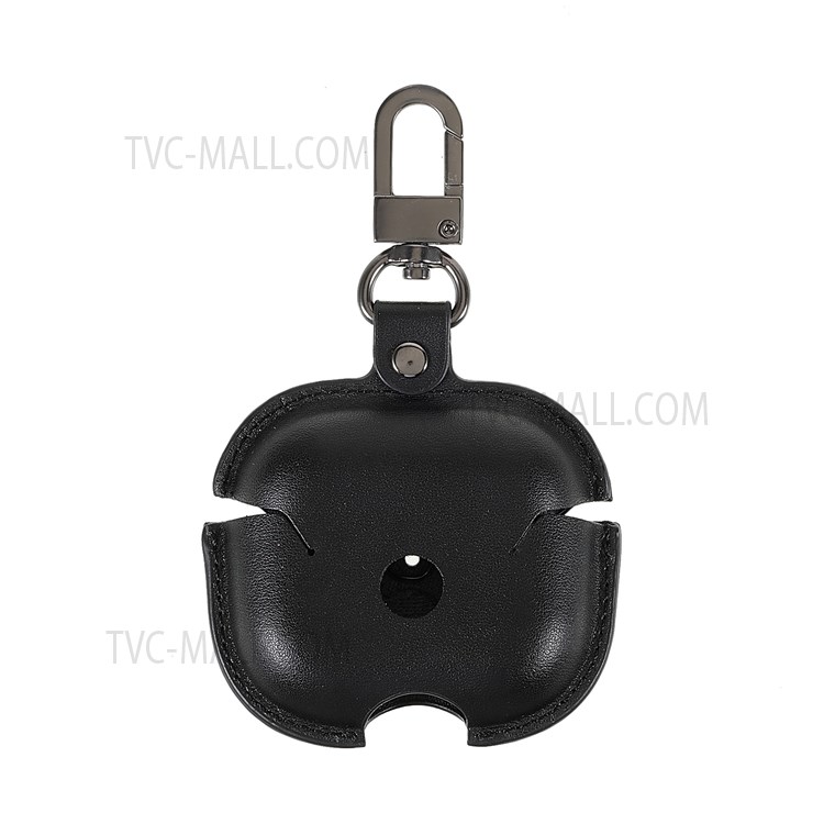 PU Leather Snap Closure Protective Cover with Keychain Hook for Apple AirPods 3 - Black-2