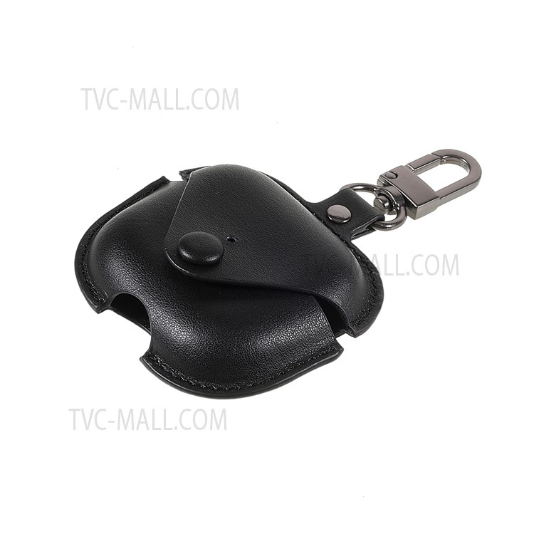 PU Leather Snap Closure Protective Cover with Keychain Hook for Apple AirPods 3 - Black-3