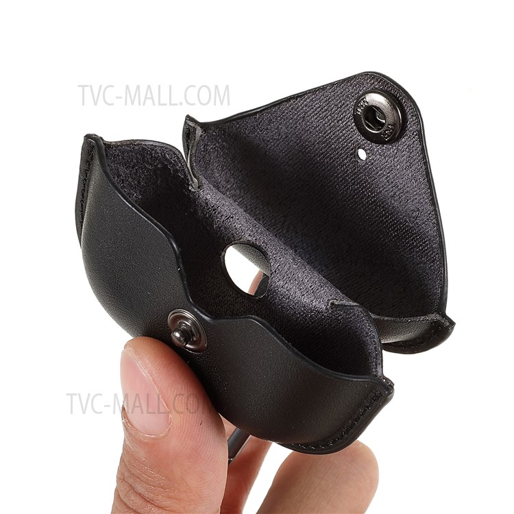 PU Leather Snap Closure Protective Cover with Keychain Hook for Apple AirPods 3 - Black-4