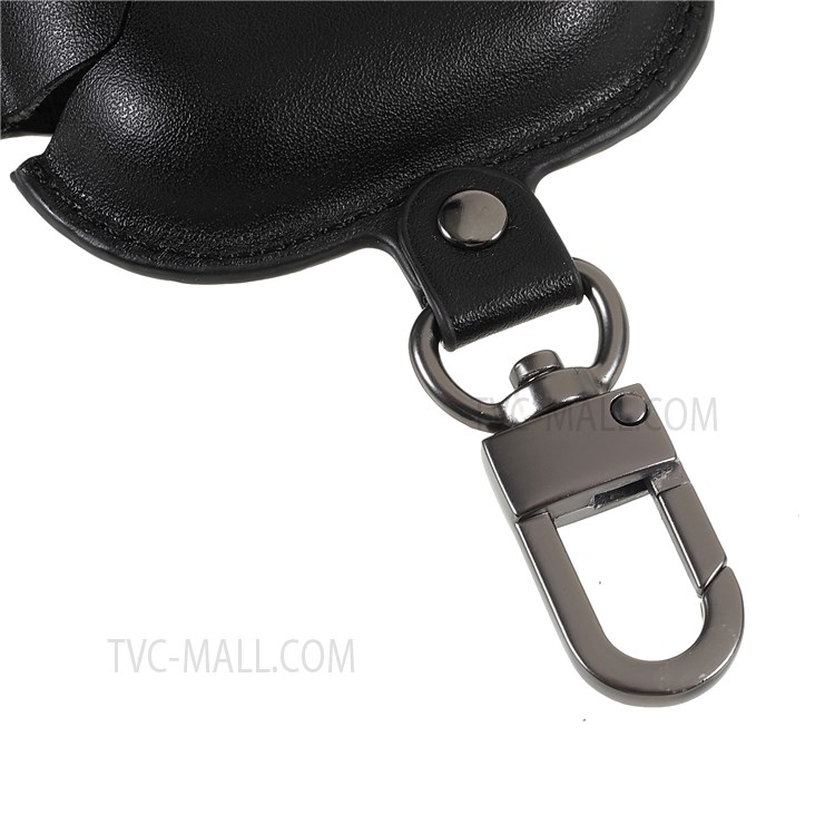PU Leather Snap Closure Protective Cover with Keychain Hook for Apple AirPods 3 - Black-5