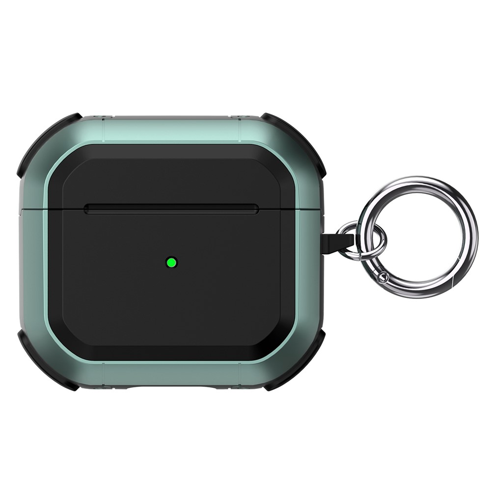 Thunder Series Full-Body Rugged Shockproof Protective Case with Carabiner for AirPods 3 - Midnight Green-1