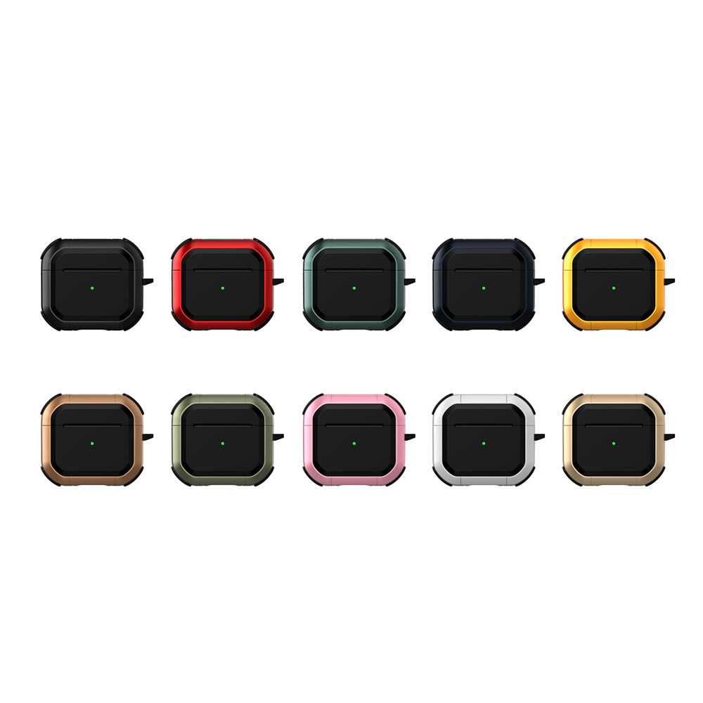 Thunder Series Full-Body Rugged Shockproof Protective Case with Carabiner for AirPods 3 - Midnight Green-11