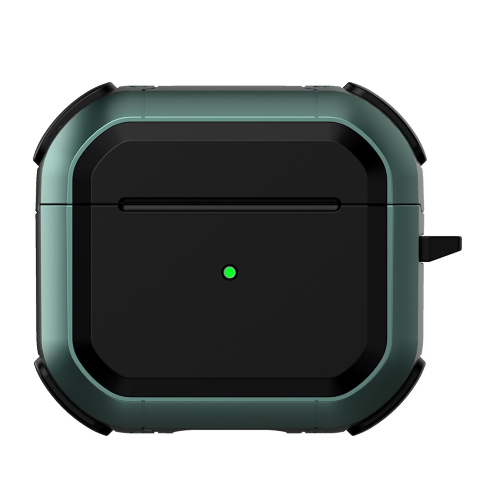 Thunder Series Full-Body Rugged Shockproof Protective Case with Carabiner for AirPods 3 - Midnight Green-3