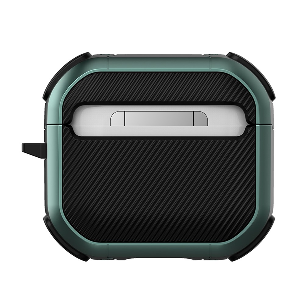 Thunder Series Full-Body Rugged Shockproof Protective Case with Carabiner for AirPods 3 - Midnight Green-9
