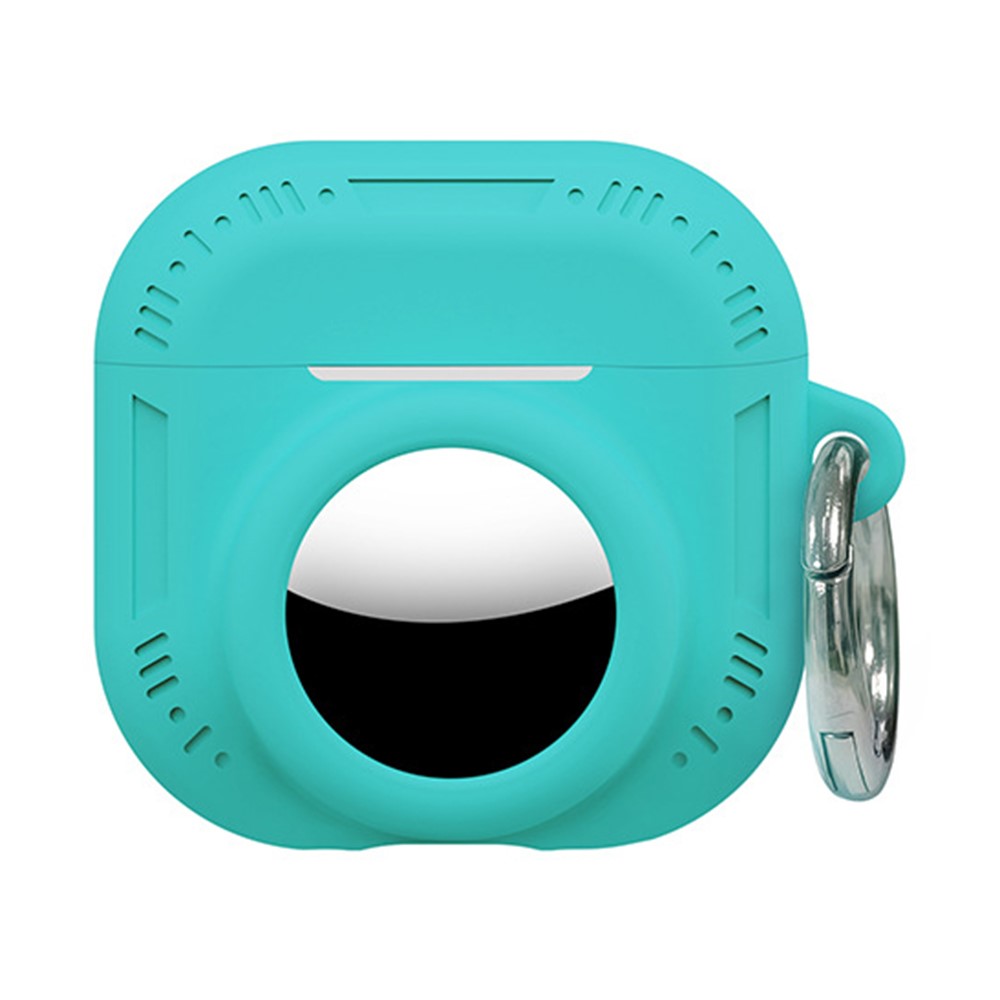 2 in 1 Silicone Case for AirPods 5 / 4 / AirTag Anti-Drop Protective Cover with Anti-Loss Carabiner - Mint Green