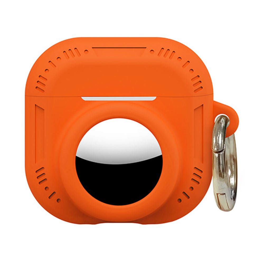2 in 1 Silicone Case for AirPods 5 / 4 / AirTag Anti-Drop Protective Cover with Anti-Loss Carabiner - Orange