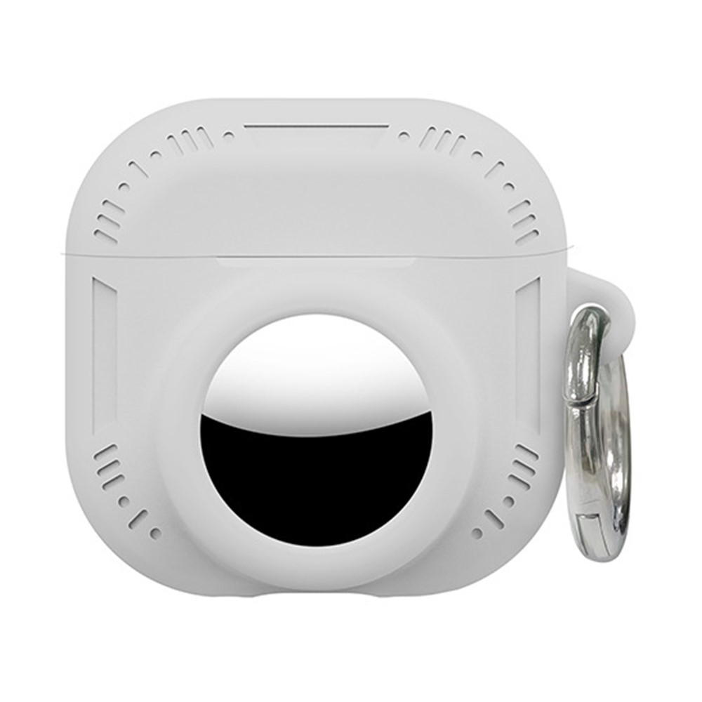 2 in 1 Silicone Case for AirPods 5 / 4 / AirTag Anti-Drop Protective Cover with Anti-Loss Carabiner - Transparent