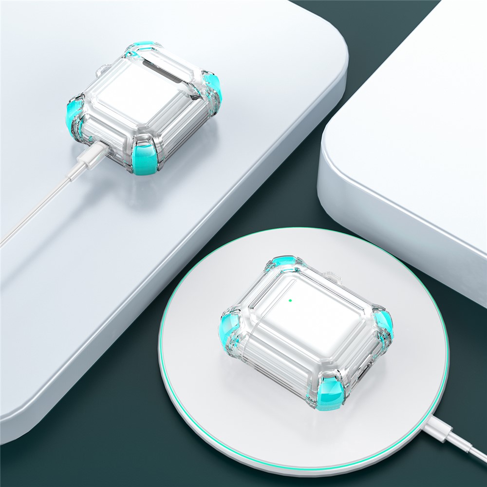 Anti-Drop Contrast Color TPU Bluetooth Earphone Separable Protective Cases for AirPods with Wireless Charging Case (2019)/AirPods with Charging Case (2019)/(2016) - Green-6