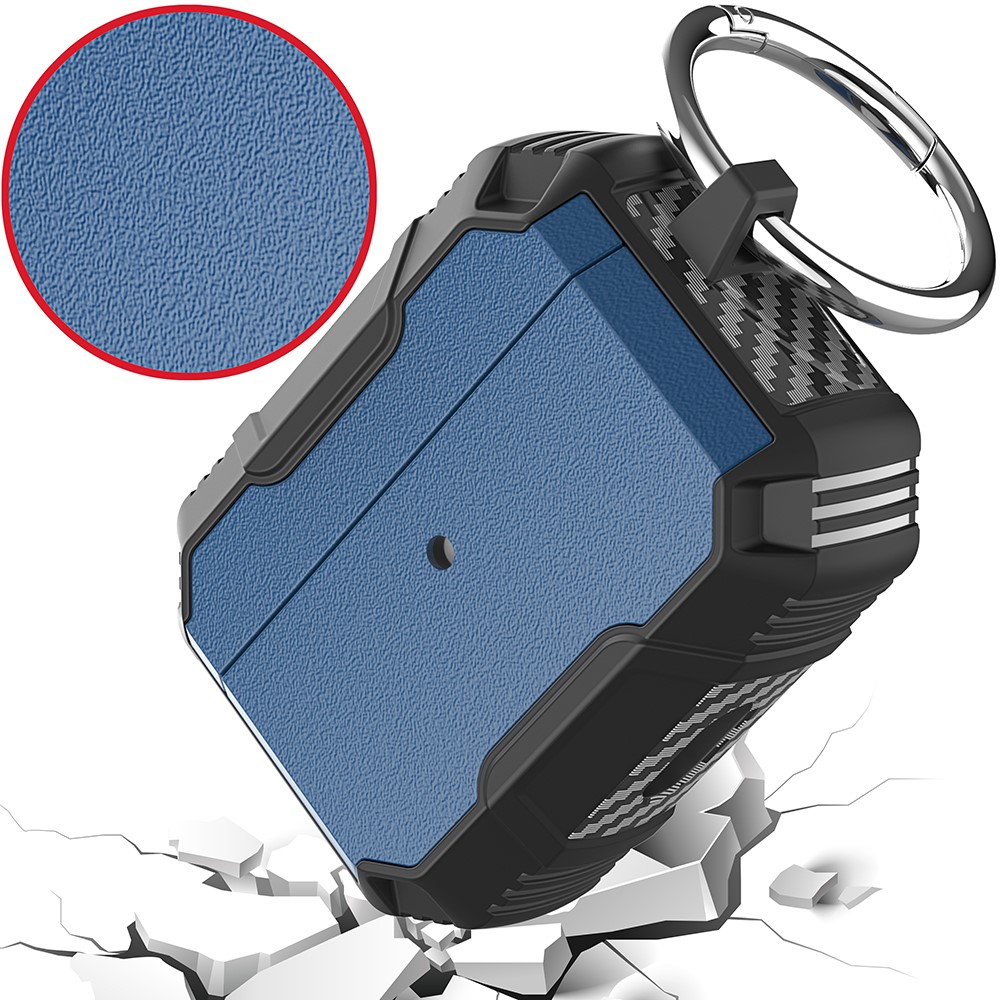 TPU + PC Dual Guard Protection Earphone Case with Carabiner for Apple AirPods Pro - Sapphire/Black-2