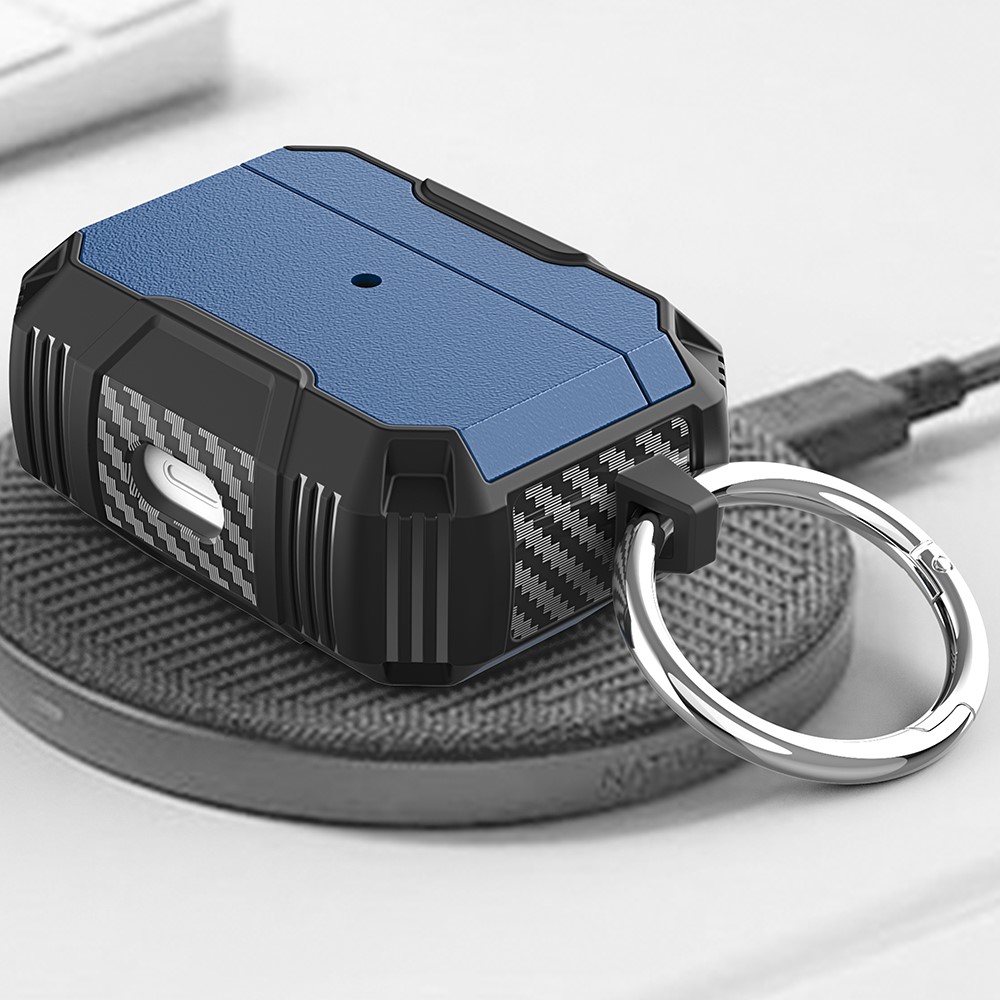 TPU + PC Dual Guard Protection Earphone Case with Carabiner for Apple AirPods Pro - Sapphire/Black-4