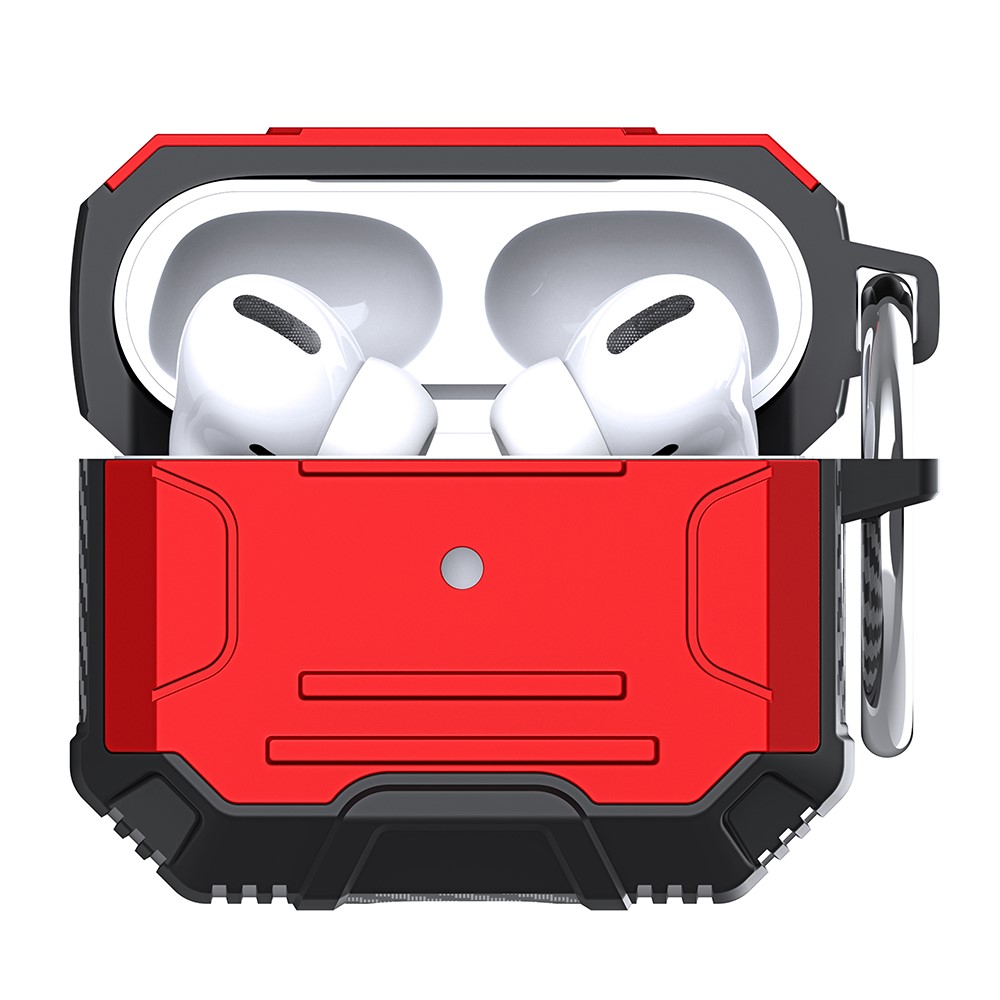 Full Protection PC+TPU Bluetooth Earphone Anti-Fall Case with Carabiner for Apple AirPods 3 - Red-4