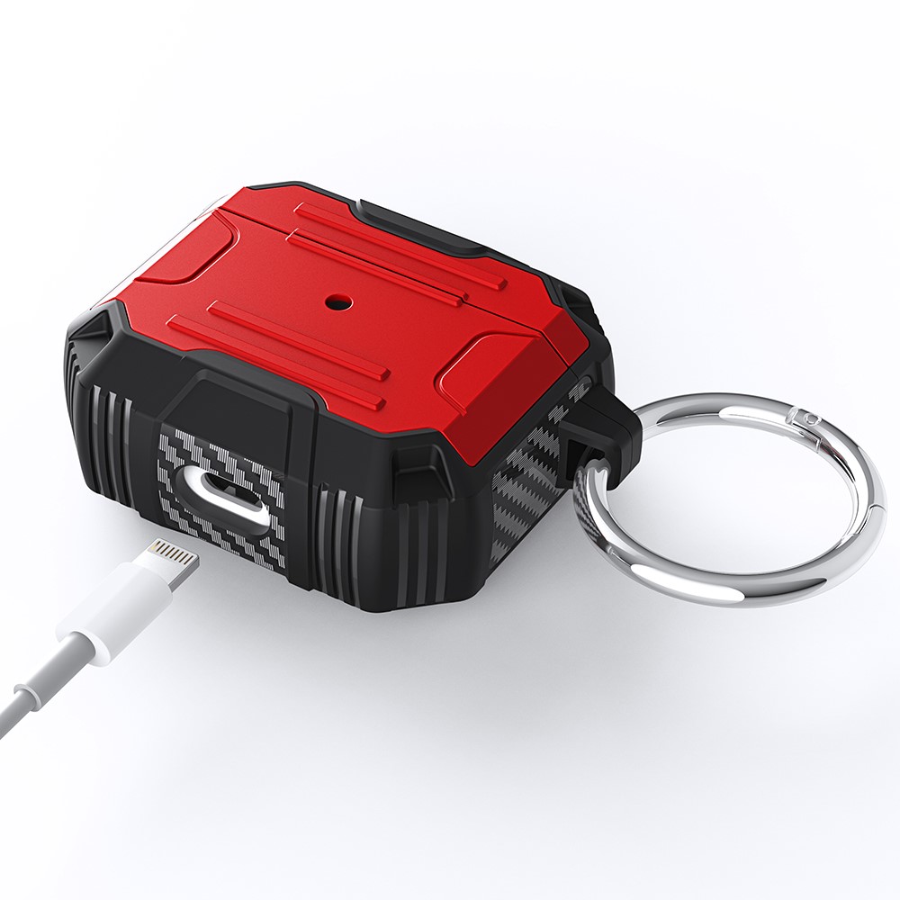 Full Protection PC+TPU Bluetooth Earphone Anti-Fall Case with Carabiner for Apple AirPods 3 - Red-8