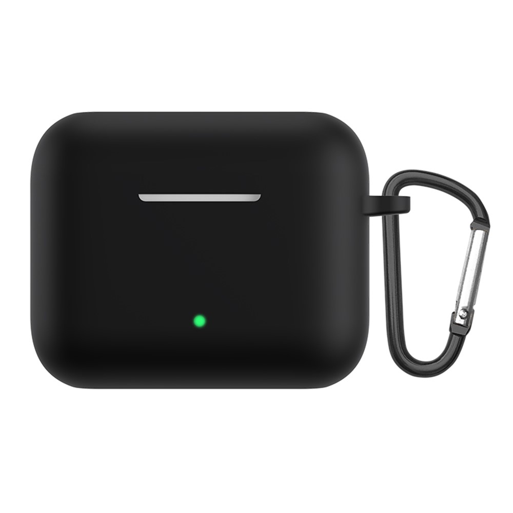 Solid Color Silicone Earphones Protective Case with Anti-Lost Carabiner for Honor Earbuds X2 - Black-1